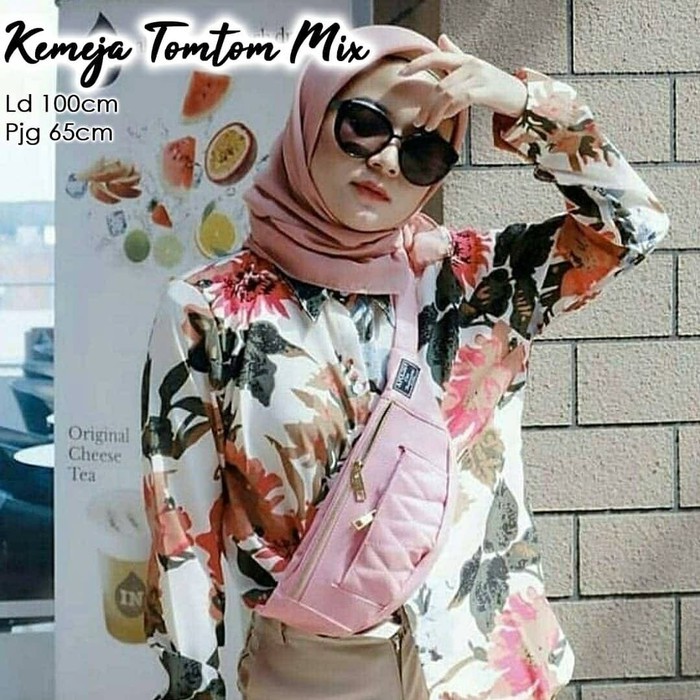 Kemeja Wanita Casual Lengan Panjang Murah Import Korea Hem Cewek Baju Atasan Kekinian Terbaru Tomtom