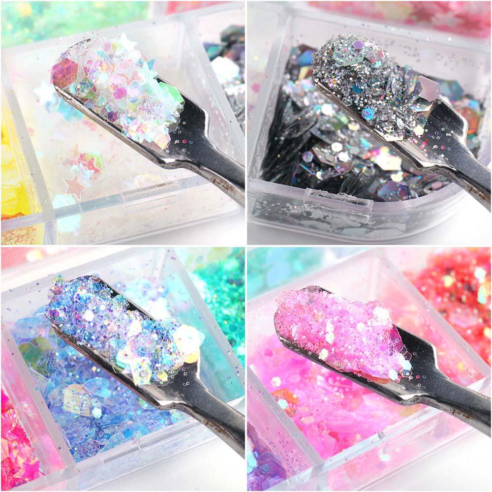 Mxbeauty Nail Art Sequin Warna-Warni Ultra-Tipis Laser Manicure Aksesoris