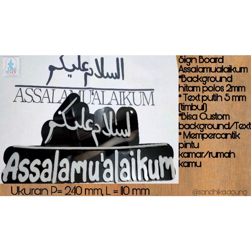 Hiasan Pintu rumah Assalamualaikum (Akrilik timbul)
