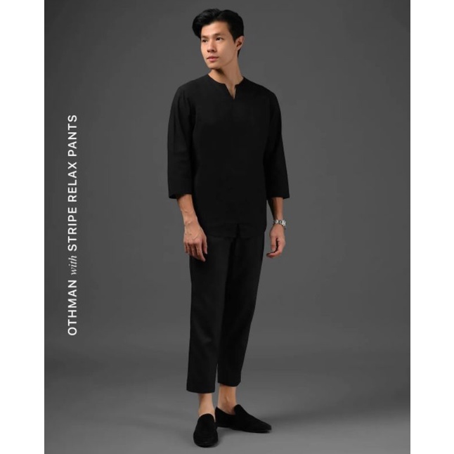 Othman Clean Collar Shirt Stripe Relax Pants by Heymale Male.id
