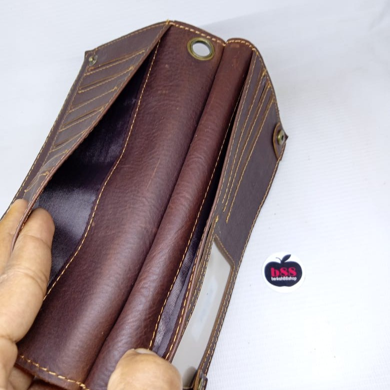 Dompet Kulit Asli Original Wanita Pria Kulit Panjang Fashion Murah Kartu 908 Import Lipat