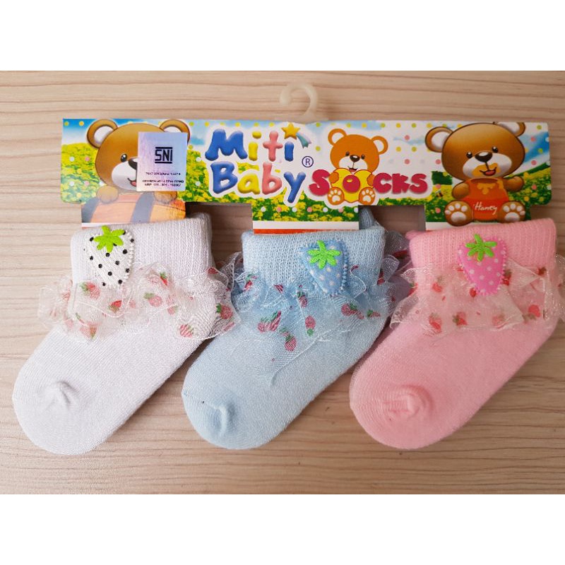 ( Termurah !! ) Kaos Kaki bayi RENDA / Kaos Kaki Bayi isi 3 Pasang/ Kaos Kaki Bayi Perempuan 0 6 Bulan / Kaos Kaki Newborn