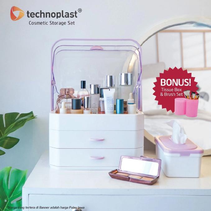 ] TECHNOPLAST Cosmetic Storage Set Rak Make Up Peralatan Kosmetik