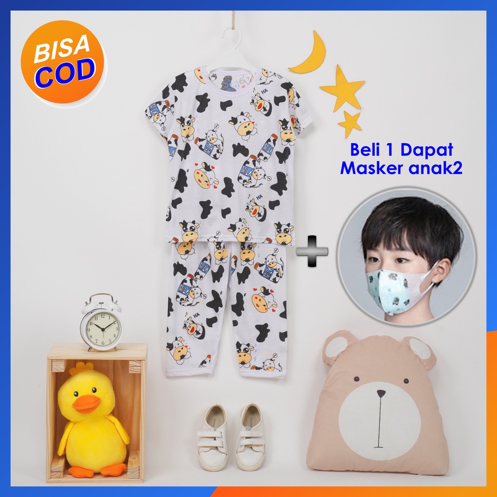 Setelan One Set Baju Kaos Main Harian Anak Bayi Cewek Cowok Perempuan Laki Laki Usia 1 2 3 4 5 6 Tah