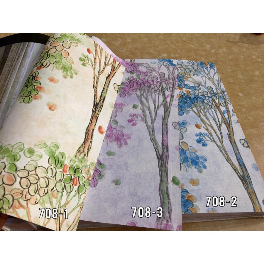 WALLPAPER DINDING MOTIF POHON BUNGA RANTING TROPICAL LUKISAN