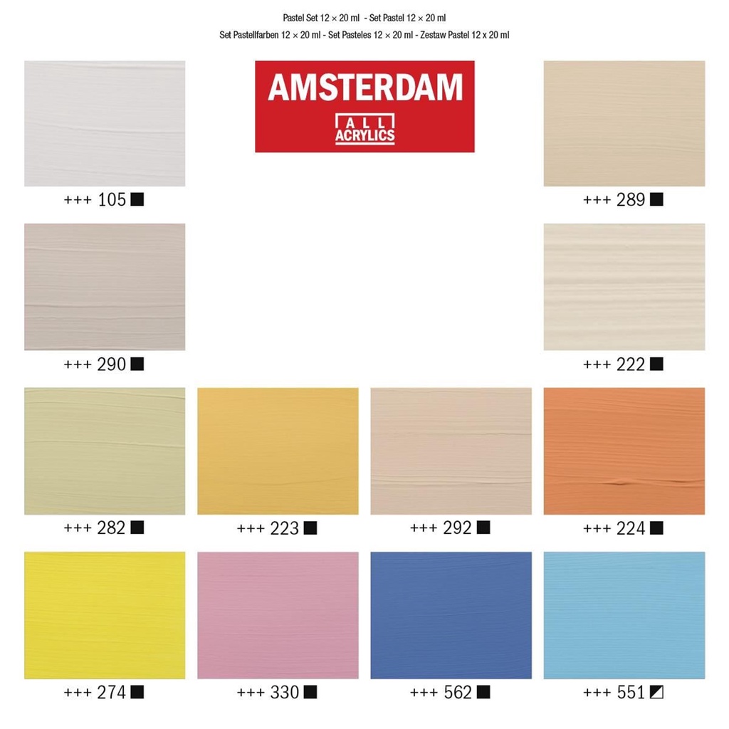 Amsterdam Standard Series Acrylics General Selection &amp; Pastel set 12 x 20 ml