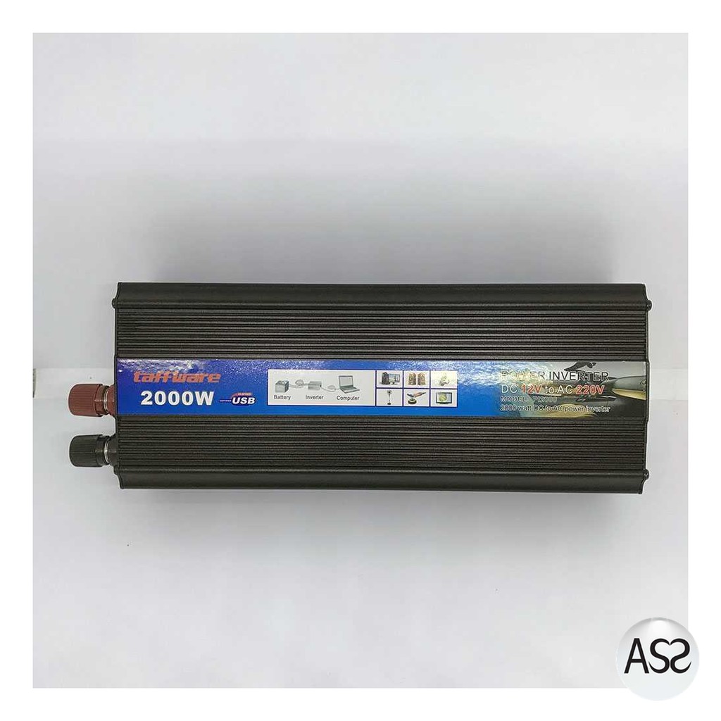 ASS Shop - Taffware Rectangle Car Inverter DC 12Volts to AC 220V 2000Watt - PI