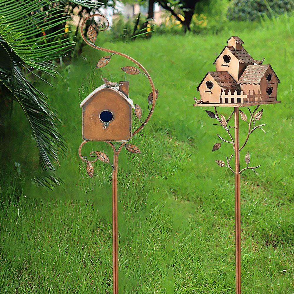 Solighter Garden Stake Birdhouse Garden Decor Dekorasi Rumah Dengan Batang Birdhouse Feeder Pasak Taman Indah