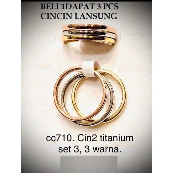 PROMO BELI 1 DAPAT 3 PCS CINCIN Cincin Titanium Polos Pria Wanita Kekinian Anti Karat Murah Kecil Ti