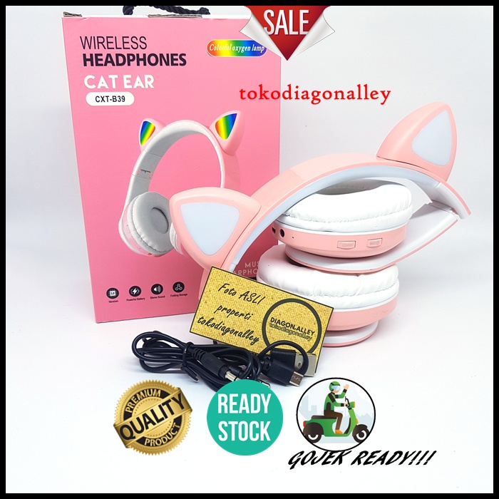 Headset Bluetooth Bando Motif Kucing Headphone Lucu Untuk Anak-Anak