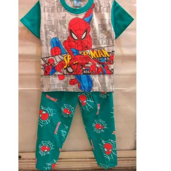 VY-5 SPIDERMAN | 7,8,9 Tahun Size 16,18,20 | Baju Tidur Anak Laki Laki Setelan Cowok Lengan Pendek ♝
