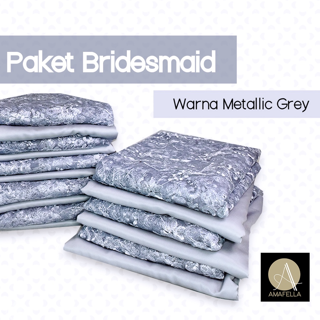 Paket Kain Bridesmaid Seragaman Premium Lamaran Keluarga Lengkap Satin Kebaya Brokat Warna Metallic Grey