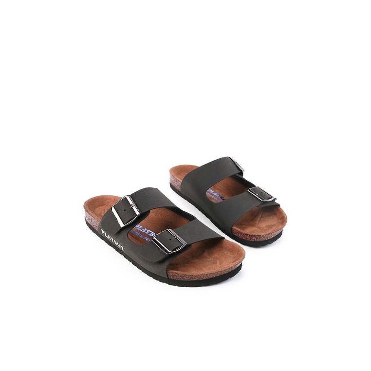 SANDAL SLIDE PLAYBOY PRIA ORIGINAL CASUAL BRANDED ASLI HITAM PL37