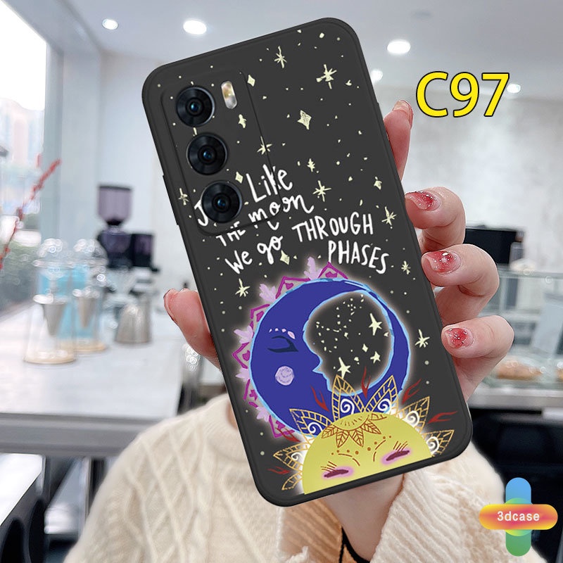 Case HP OPPO A15 A54 A5S A3S A16 A95 A7 A5 A9 A31 A53 2020 A12 A1K A55 A36 A76 A96 Reno 5 4 5F 4F 6 7 A57 A74 A15S A52 A11K A92 A35 A11 A93 A32 A72 A94 A53S F17 PRO A16S A12S A12E A33 Y20 Y12 5 5i C3 C25 C12 A12 Cute Moon Pattern Anti-fall Case