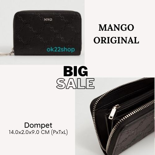 MANGO - Dompet Kartu ORIGINAL Wanita (Engraved Chain Wallet-Black)