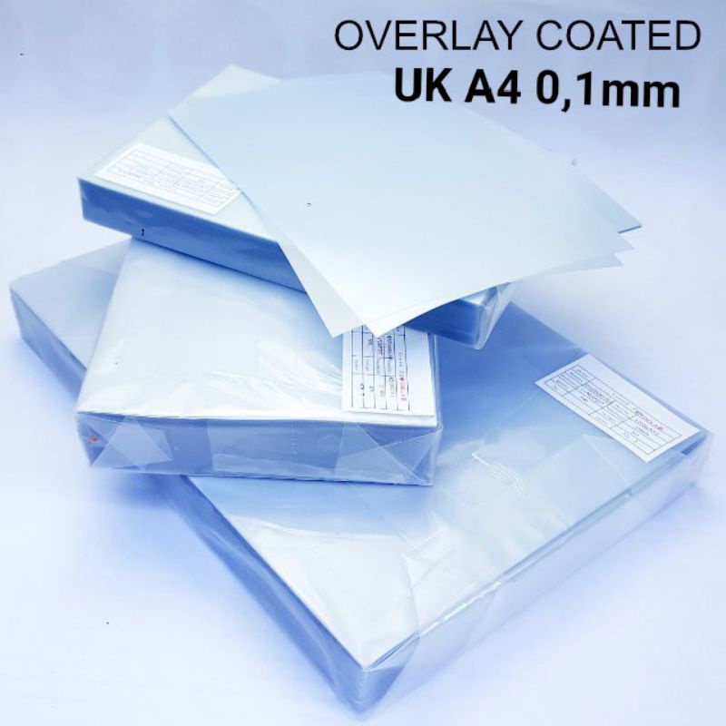 

Bahan id card overlay Coated laminasi id card press oven ukuran A4 0,1 mm