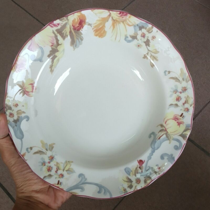 SHABBY SOUP PLATE PIRING CEKUNG PIRING MAKAN KERAMIK PASTA PLATE HIAS SANGO CANTIK MOTIF BUNGA