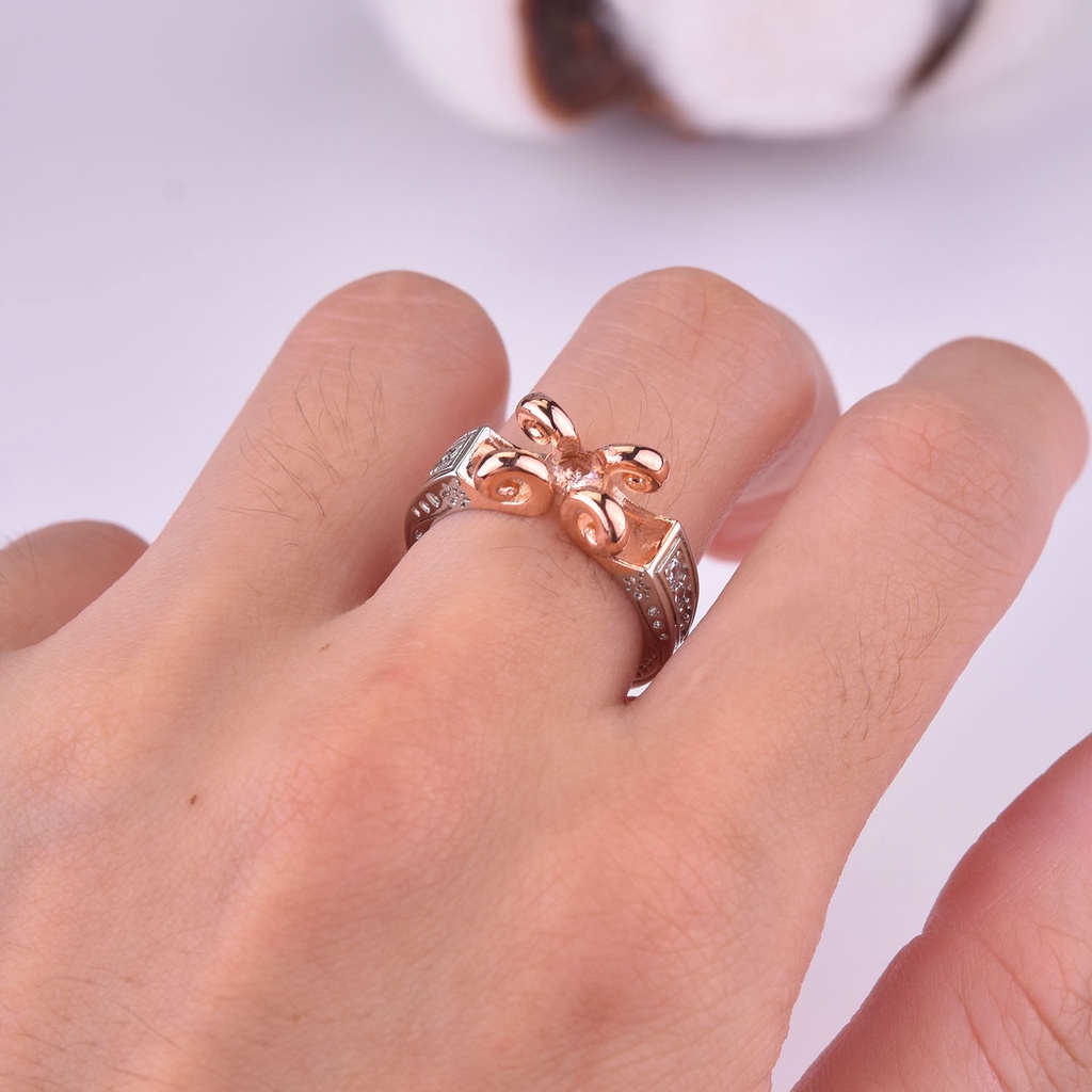 Cincin Bahan Sterling Silver 925 Warna Rose Gold Untuk Wanita Ccc8