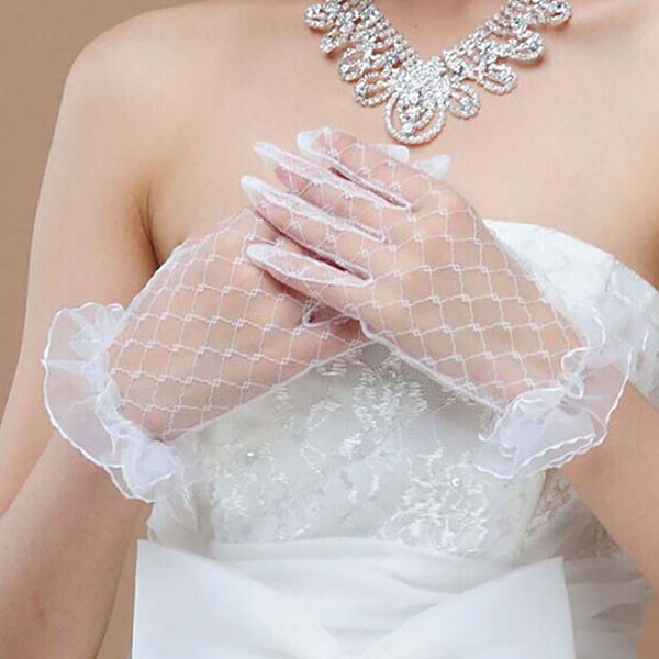 sarung tangan pengantin pendek short lace bridal wedding gloves jha002 (4i5)