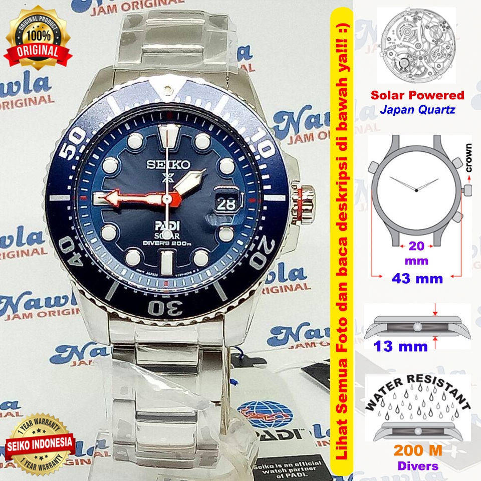 Seiko Prospex SNE549P1 Solar Blue PADI - Jam Tangan Pria SNE549