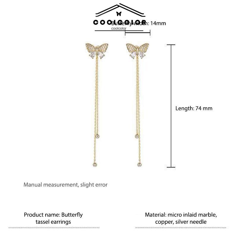 COD❤️anting kupu kupu panjang Earrings emas S925 anti karat Anting Rumbai Dewasa Gaya Korea Untuk Wanita Fashion Murah