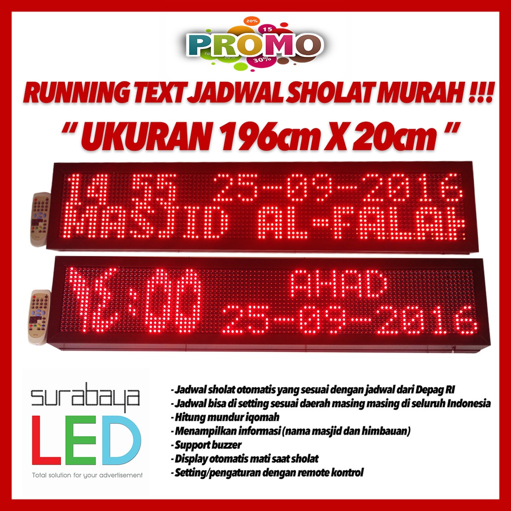 Jadwal Sholat Otomatis Running text LED