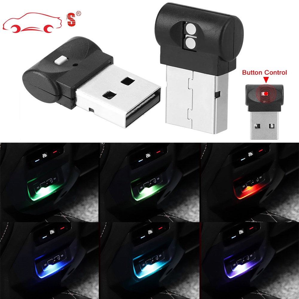 1 pcs 7 Warna Mini USB Light LED Pemodelan Cahaya Mobil Interior Dekoratif Cahaya Mobil Ambient Light Neon Interior Cahaya Barang Mobil