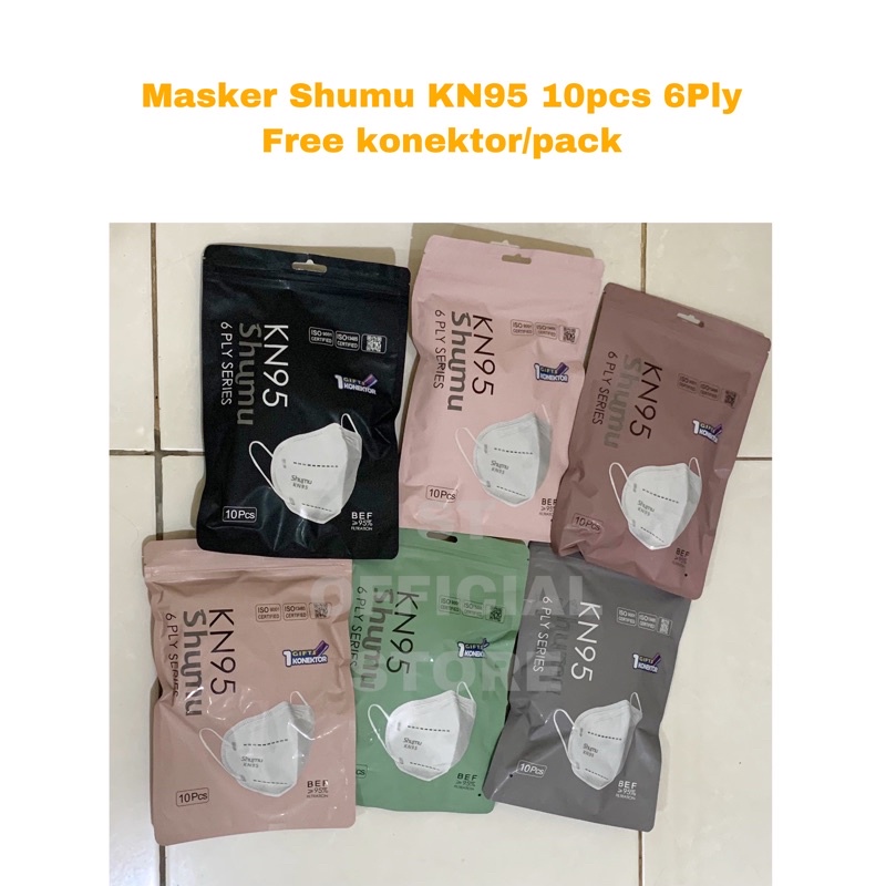 Masker Shumu KN95 10Pcs 6Ply Free Konektor