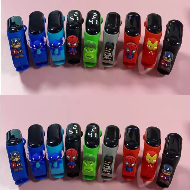 Jam Tangan Wanita/Pria/Anak-Anak Miband Led Karakter Boneka Rubber