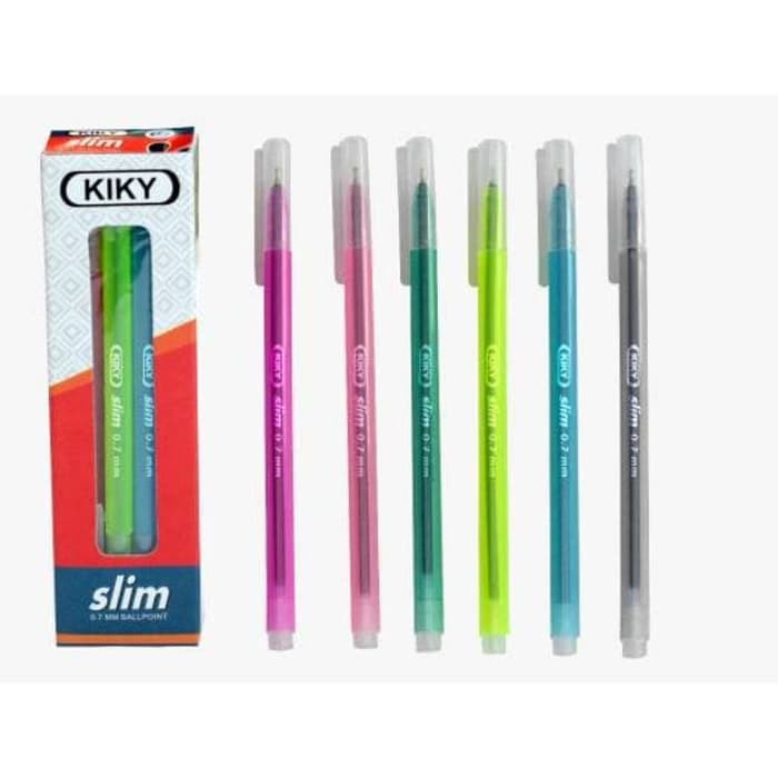 

Kiky Ballpoint Pena Kiky Slim 0.7mm Tinta Hitam ISI 12/ KIKY