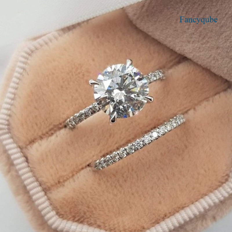 2pcs / Set Cincin Pernikahan Bahan Sterling Silver 925 Untuk Wanita