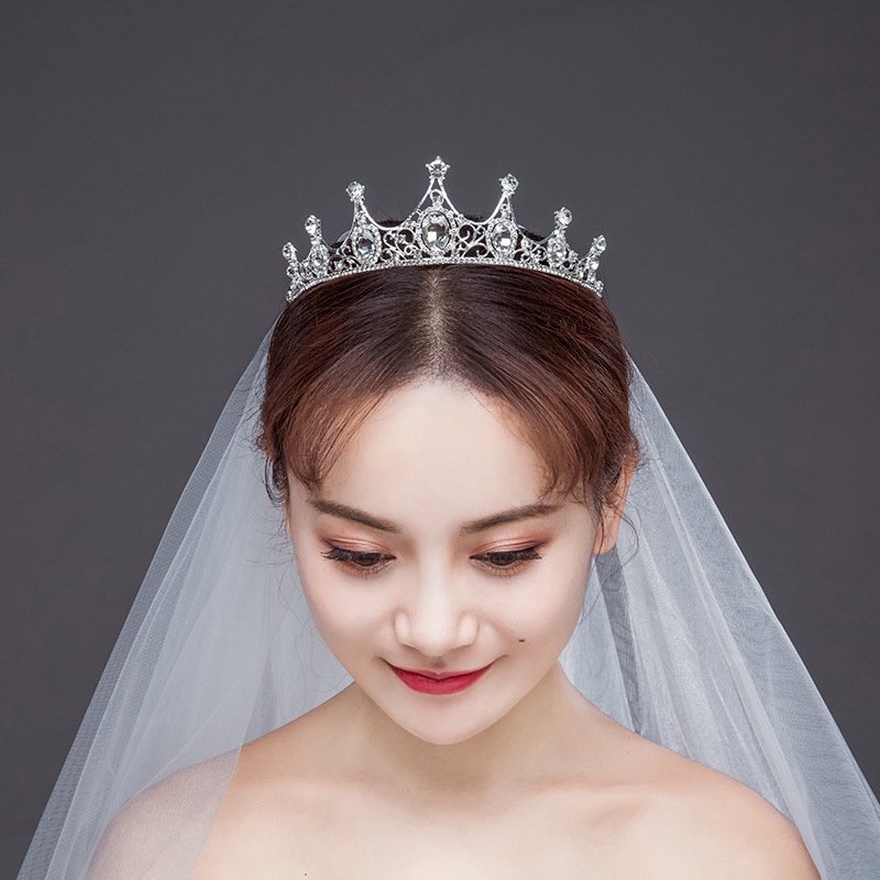 Tiara Mahkota Princess Bahan Alloy Warna Silver untuk Wanita