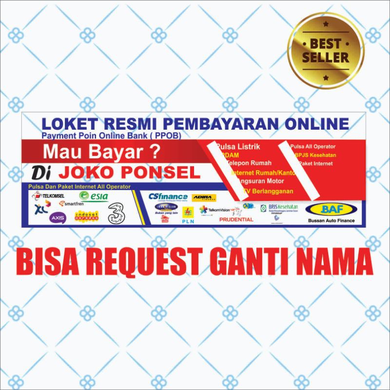 spanduk banner loket pembayaran spanduk ppob termurah ukuran 200 X 100