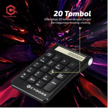 Keyboard numeric cyborg wired usb lcd display calculator 2in1 on off np-020 np020 - keypad angka