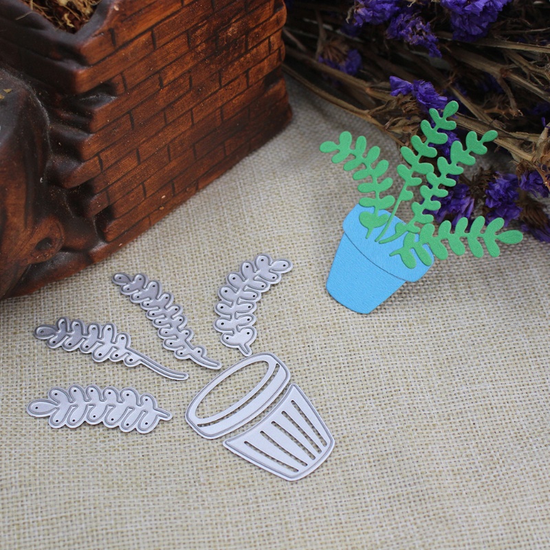 Zzz Pot Bunga Cutting Dies Stensil Scrapbook Album Kertas Kartu Embos DIY Craft