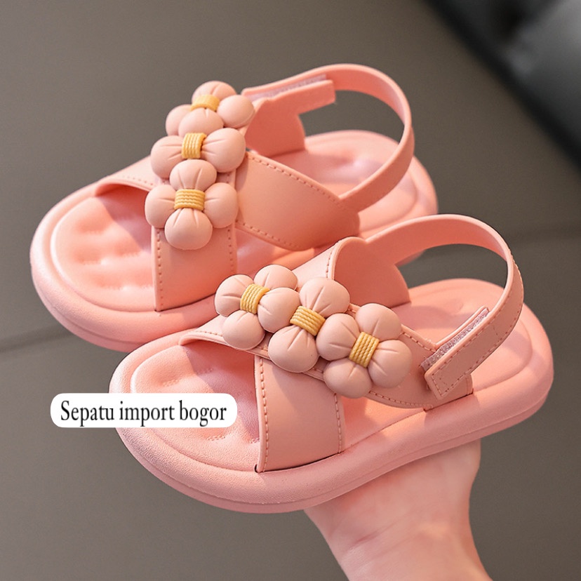 Sandal Anak Jelly ELora Silang BUNGA Import / Sendal Anak Perempuan Karet Empuk / Sandal Tali Aanak Perekat Lucu-SALLEM