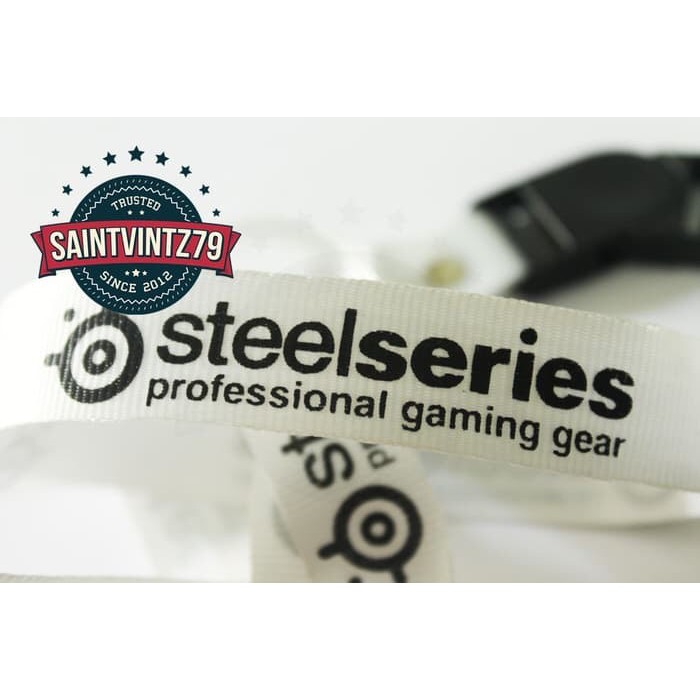

Tali gantungan / lanyard id card /gantungan kunci / name tag Steel Series Putih Premium