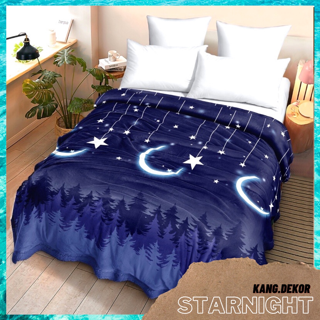 SELIMUT LADY ROSE MOTIF STARNIGHT SELIMUT BULU LEMBUT HALUS TEBAL LADYROSE UKURAN 160x200 MOTIF BUNG