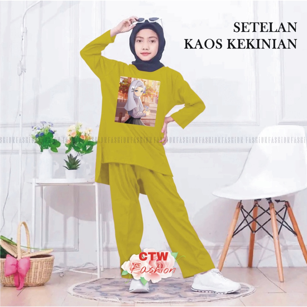 SETELAN/KAOS/ANAK/VIRAL/PEREMPUAN/ANAK11-15TAHUN OVERSIZE