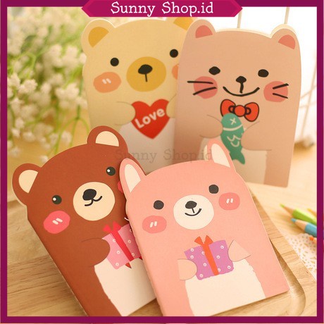 

READY Note Book Mini / Buku Tulis Kecil Cute Animal Berkuping - brown gift