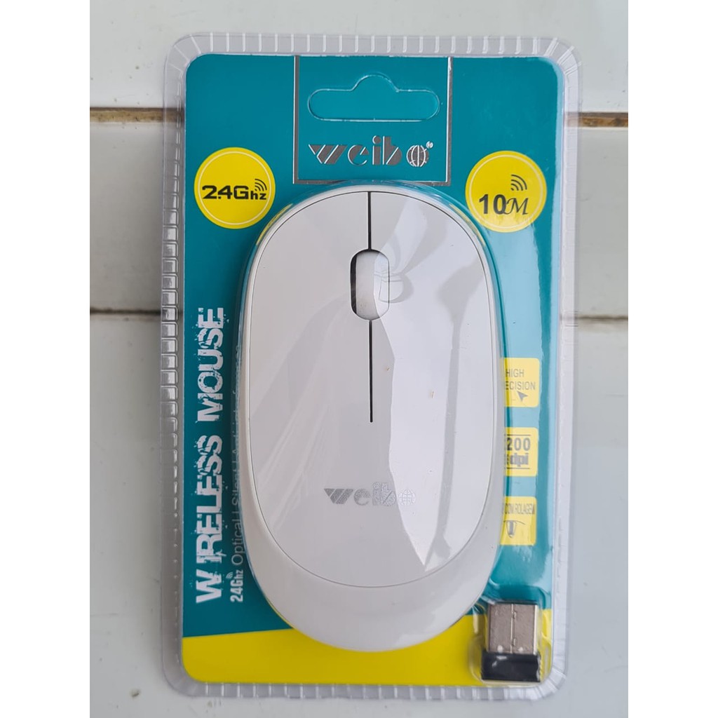 Optical Mouse weibo wireless tanpa kabel 10m 2.4Ghz tipis silent