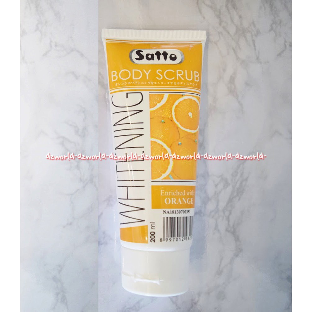 Satto Body Scrub Whitening Orange 200ml Sato Krim Skrub pemutih Kulit