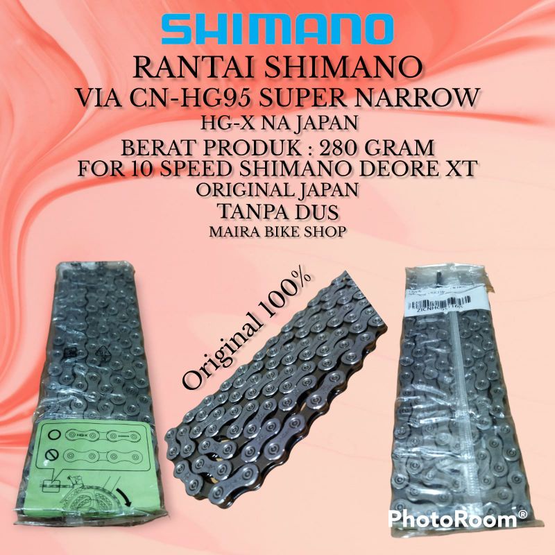 Rantai 10 speed Shimano Deore XT Super NARROW Hg95 Japan New original