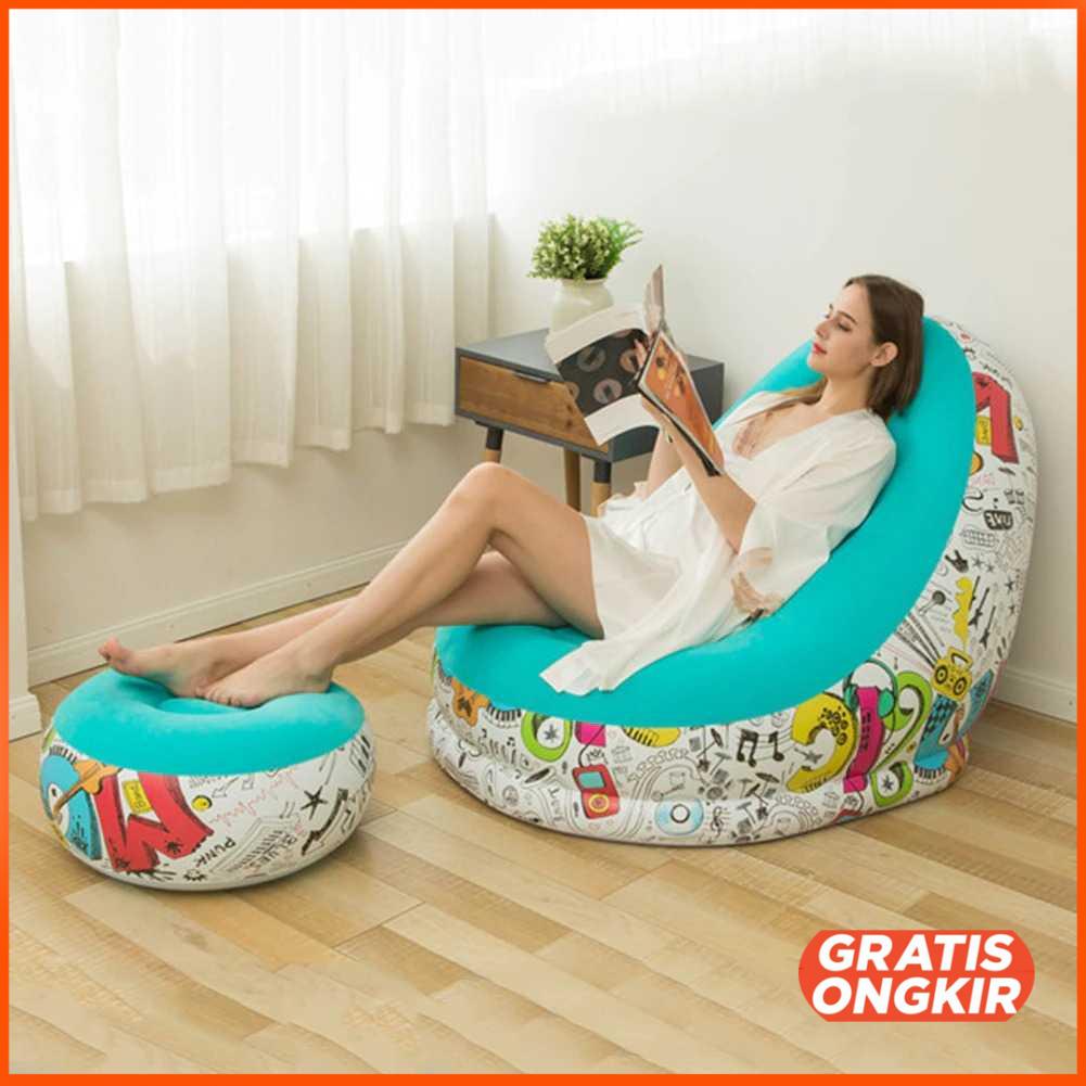 Sofa Malas Inflatable Isi Angin dengan Sandaran Kaki - TP099