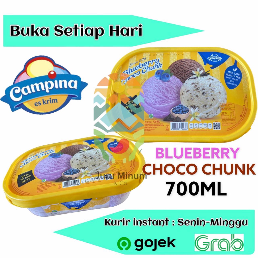 

CAMPINA 3 IN 1 700 ML BLUBERRY VANILA CHOCOCHUNK ( CHOCOCHIP ) CHOCOLATE ICE CREAM / ES KRIM RASA