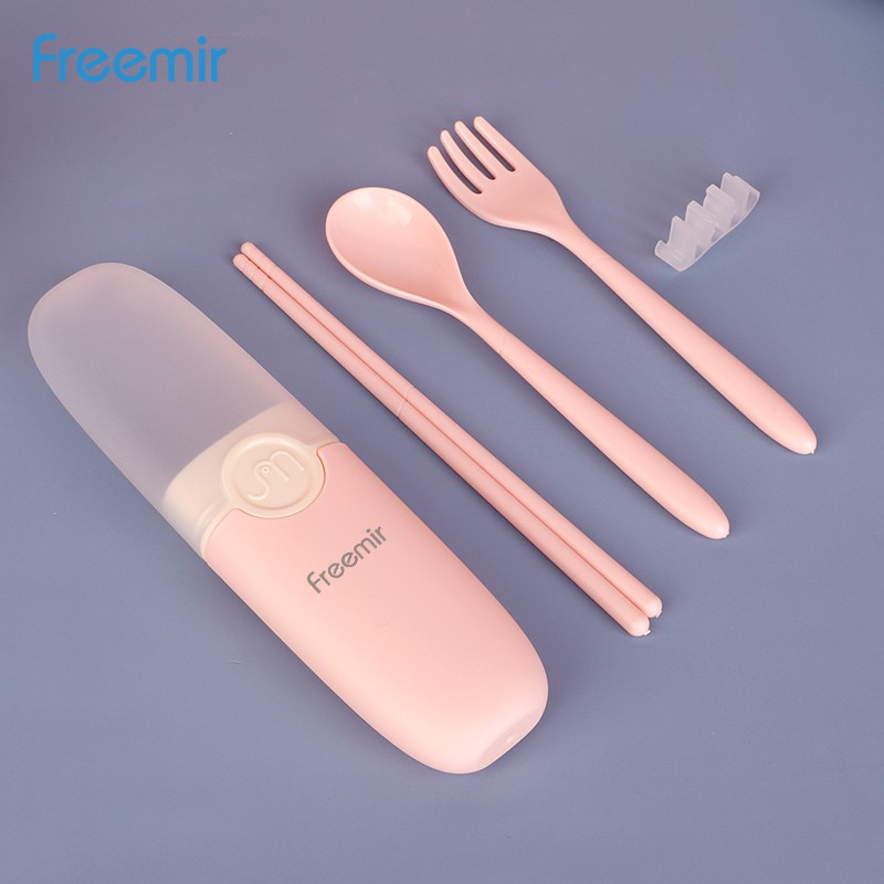 Freemir Alat Makan Set 3 in 1 Portabel Set Isi 3 Pcs Sendok Garpu Sumpit Case Unik-5