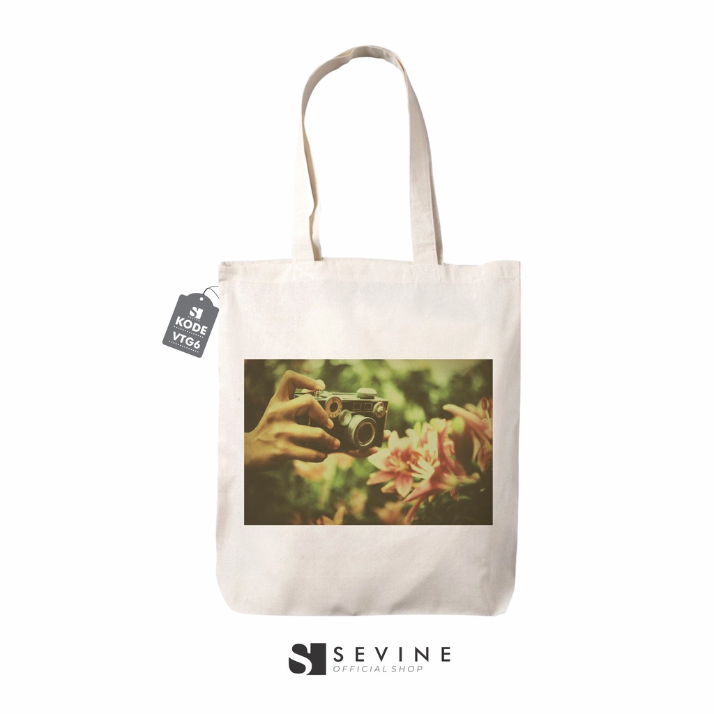 Sevine Totebag Premium Tas Tote Bag Resleting Fashion Wanita Drill Vintage Retro - VTG