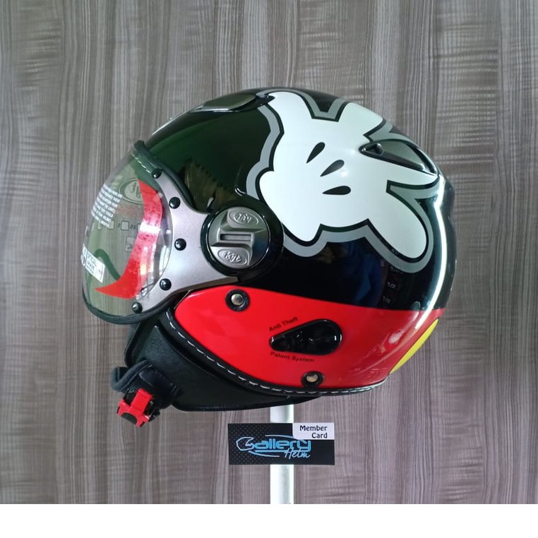 KYT Elsico Mickey Hand Black Red / KYT Elsico Mikey Hand / Helm Half Face