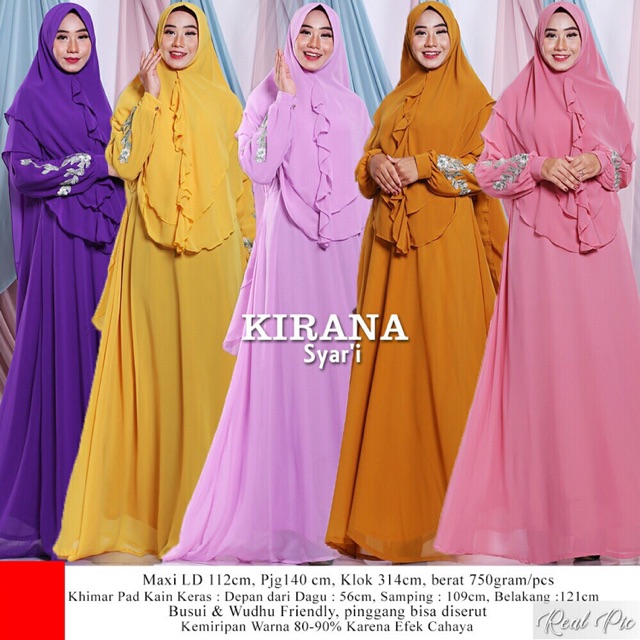 gamis syari kirana bahan ceruty mewah murah