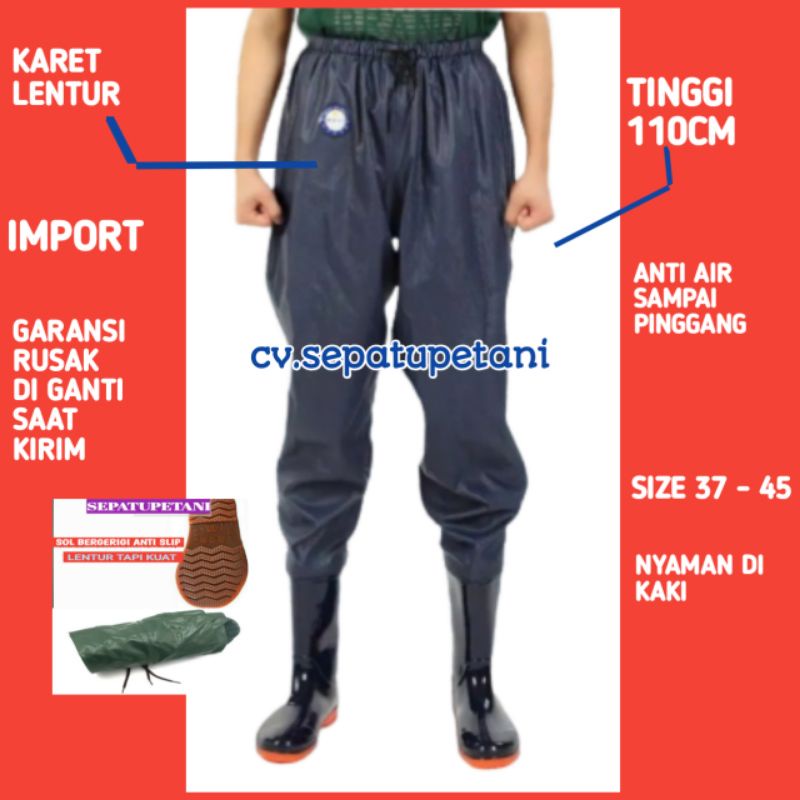 Sepatu Boot Celana Panjang/Sepatu Sawah Petani/Sepatu Boot Panjang 110cm/Sepatu APD Kesehatan/Sepatu Anti Air Hujan Banjir/ Ap Boot